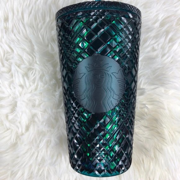 🎄NEW⭐️Starbucks Dark Green Diamond Emerald Jewel Bling Tumbler Set - Picture 2 of 5